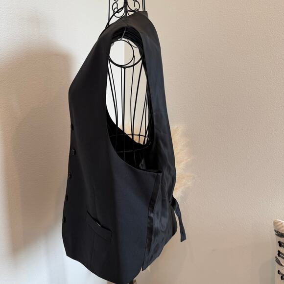 Men's Charcoal Gray Wool Button Front Suit Vest- 46L  Menswear, Preppy, Unisex - Picture 2 of 6